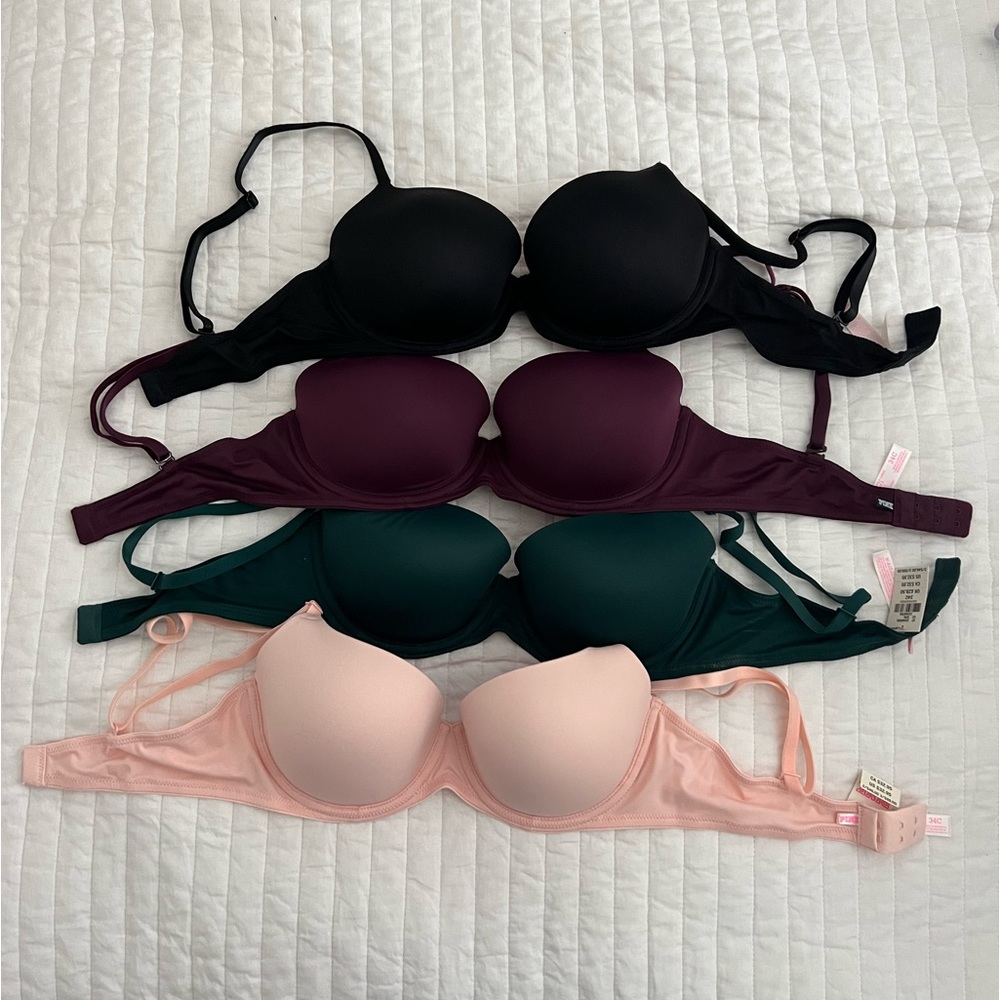 Victoria Secret set of 4 tshirt bras- size 34C